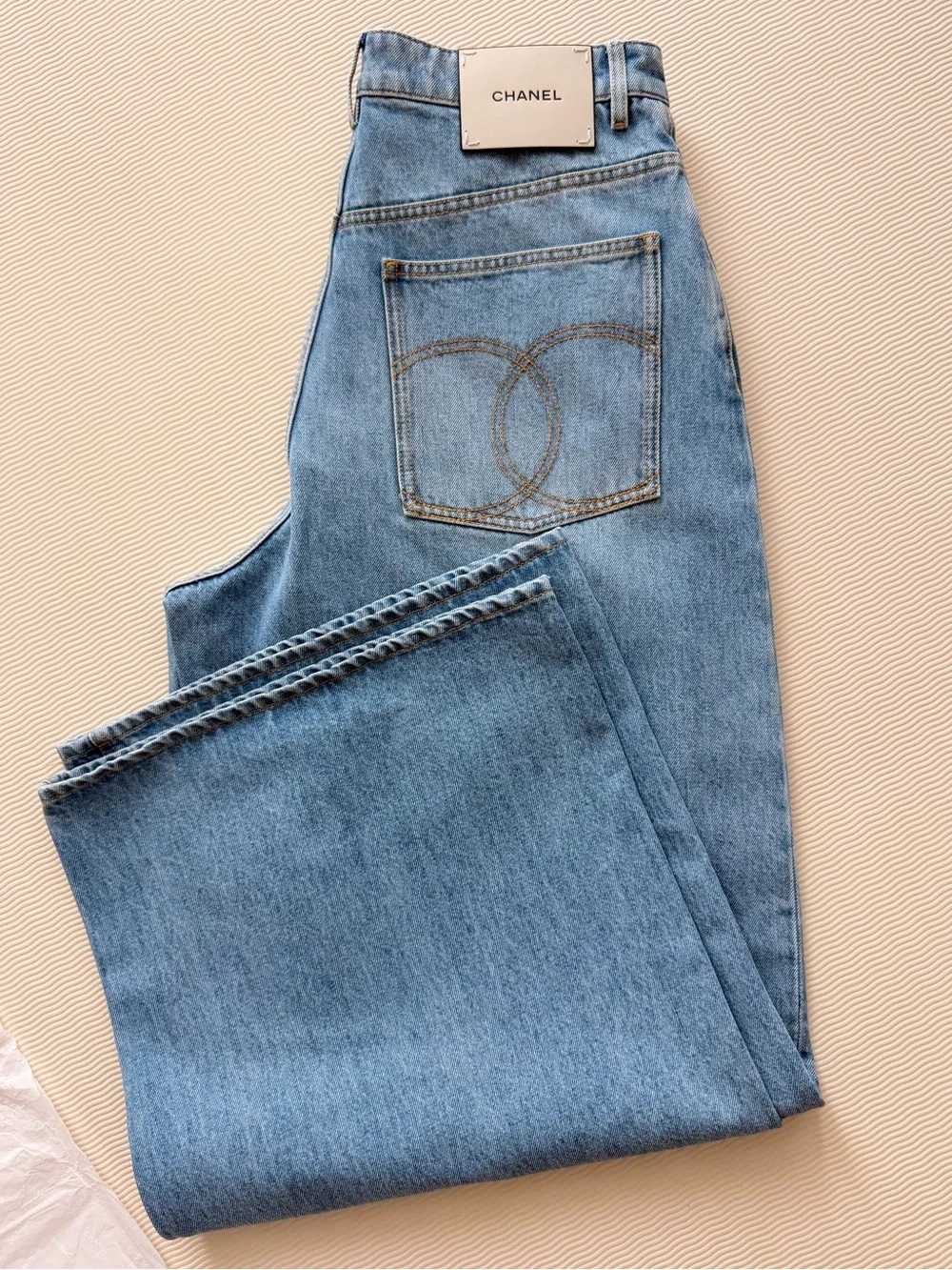 Chanel Jeans Wide-Leg Denim Brand New w/Tags Gold Button and Details Size 40